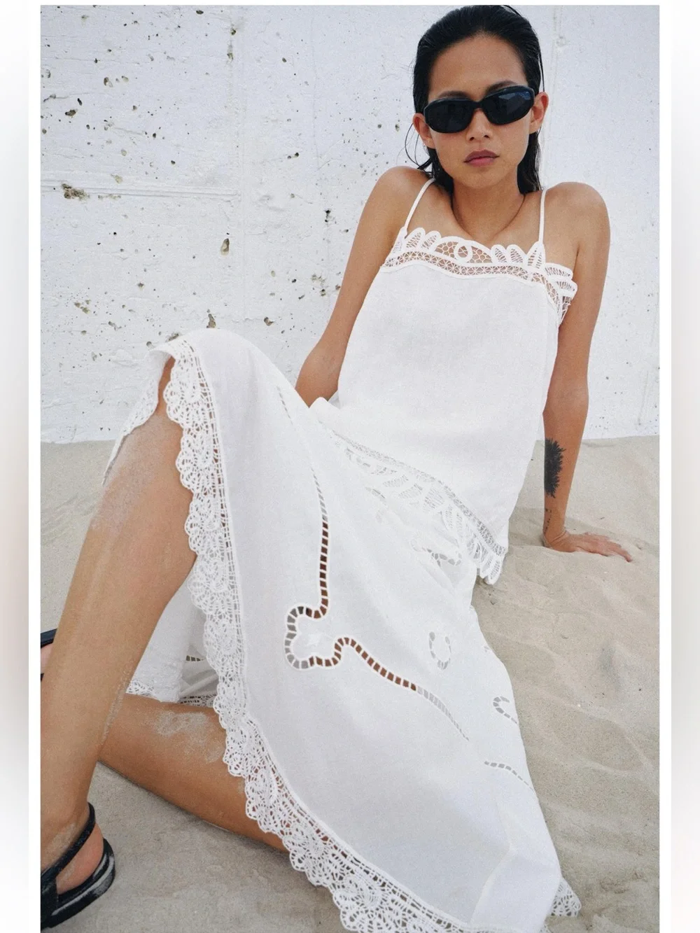 Zara ZW Collection Embroidered Asymmetric Skirt